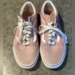VANS Old Skool Suede Lace Up Sneakers Pink White Skater Shoes Women’s size 8